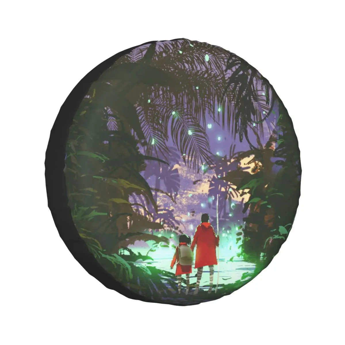 

1pcs Universal Car Spare Tire Cover Case Auto Wheel Tire Fantasy Forest Digital Art Vehicle Tyre Waterproof Polyester Bag
