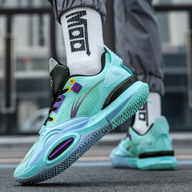 Summer high-top basketball shoes wear-resistant non-slip basketball sneakers high-elastic contrast color lace-up basket sneakers