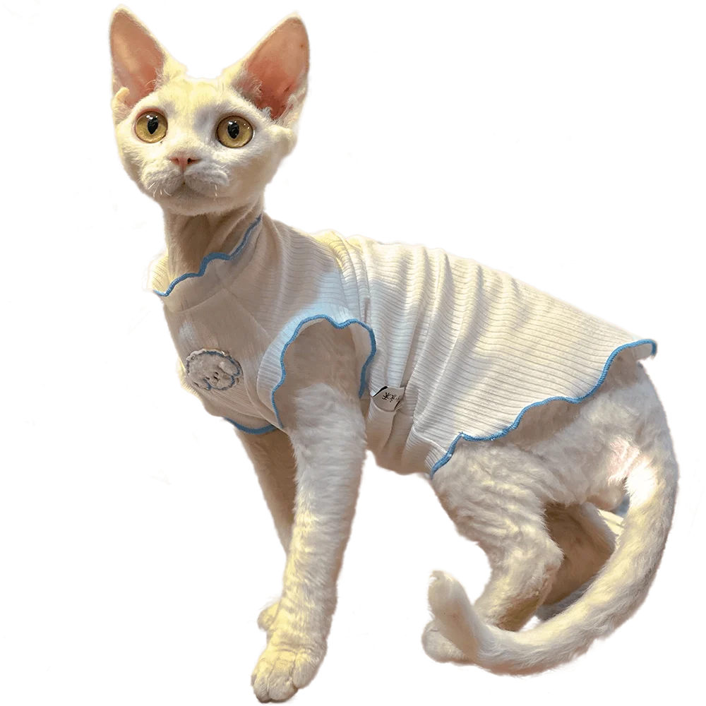 Summer Sleeveless Vest Clothes for Devon Rex Cat Costume Sphinx Pet Cat Clothing Kitten Outfits Hairless Cat Clothes