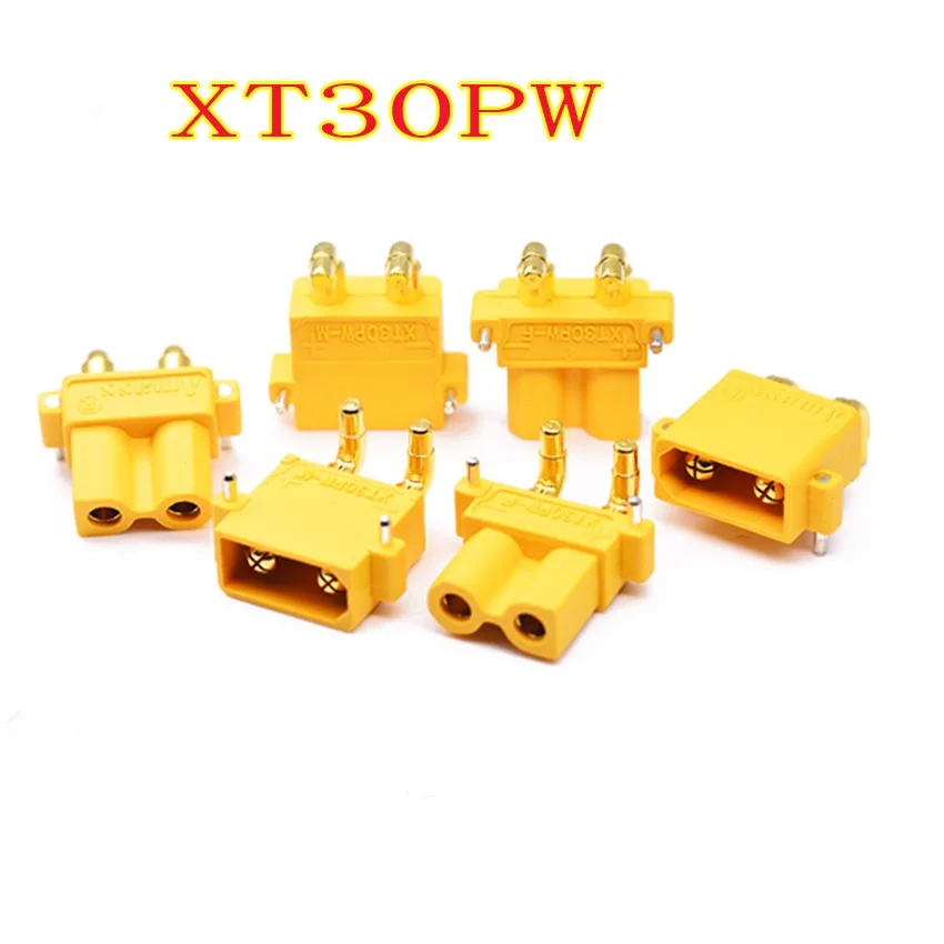 5Pairs XT30PW ESC Motor PCB board plug Banana Golden XT30 Upgrade Right Angle Plug Connector for RC Mode