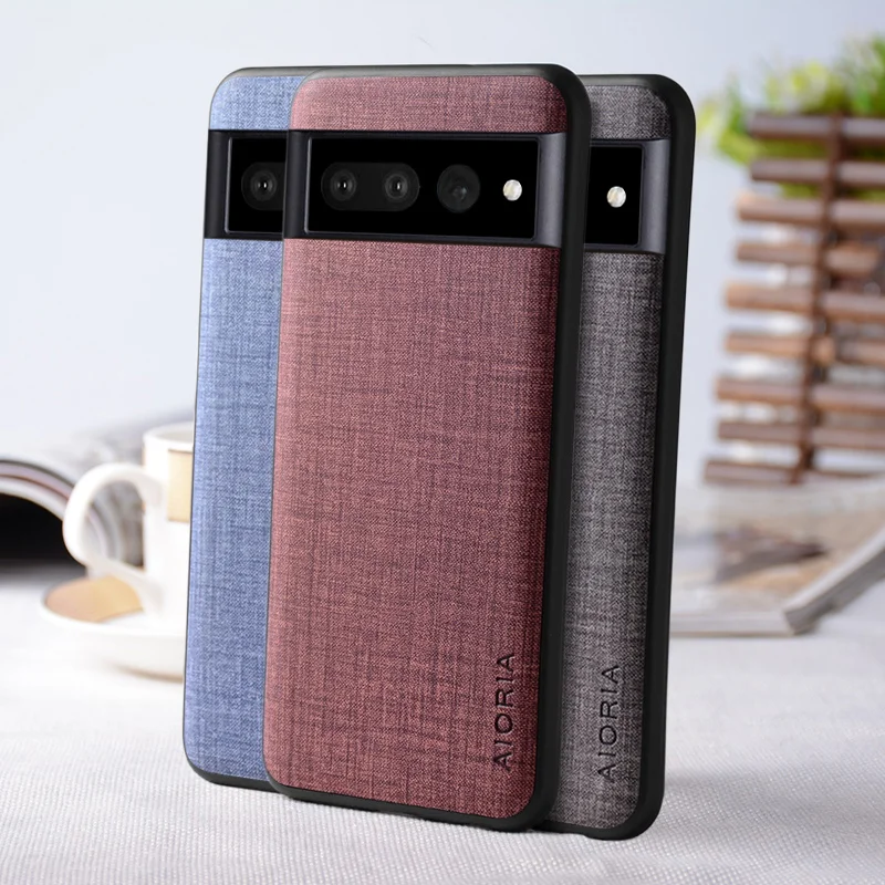 

New Case for Google Pixel 7 Pro Coque Textile Texture PU Leather Soft TPU Hard PC Phone Cover for Google Pixel 7 Case Funda Capa