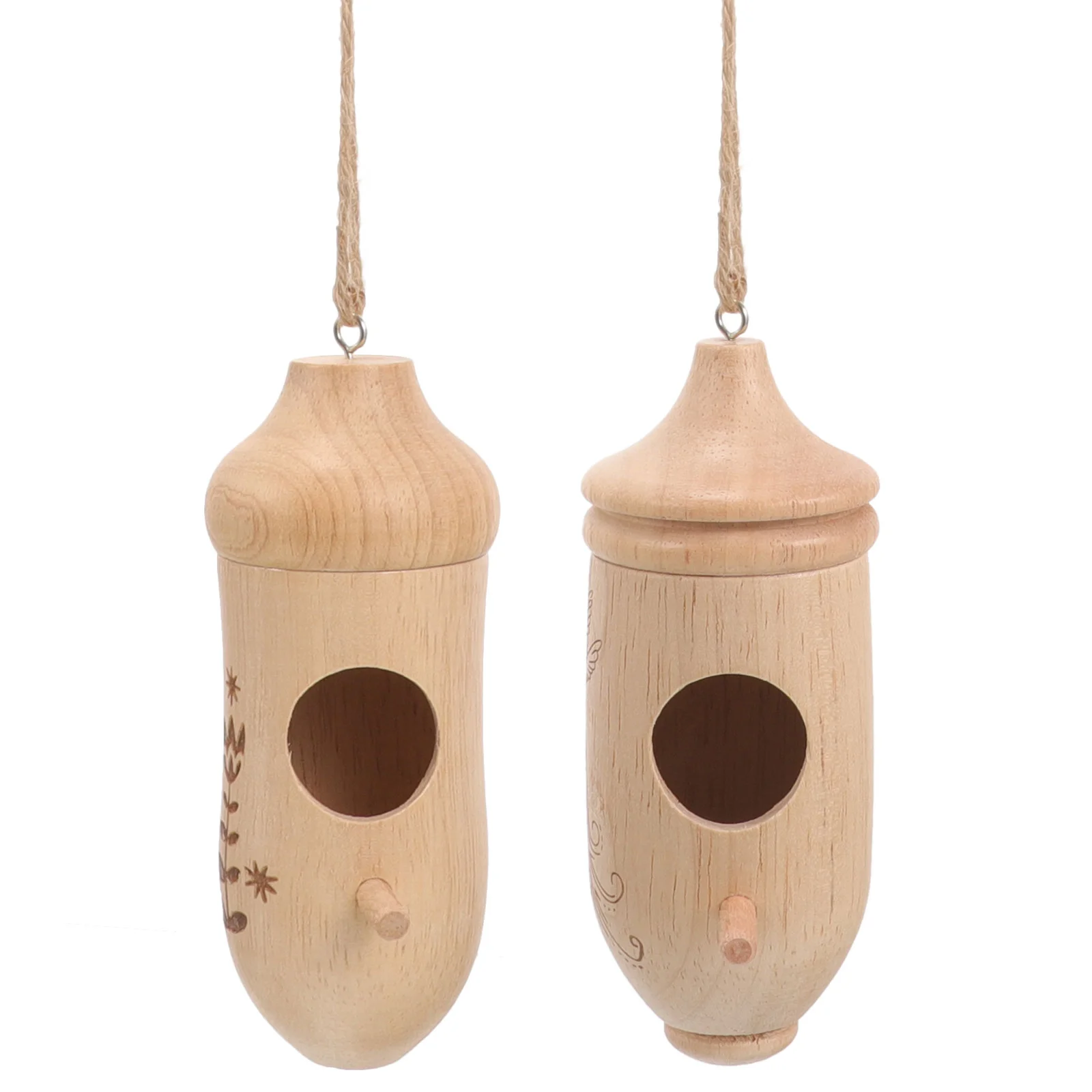 

2 Pcs Crafts Bird House Wooden Small Supply Decorative Hummingbird Nest Garden Nesting Kit