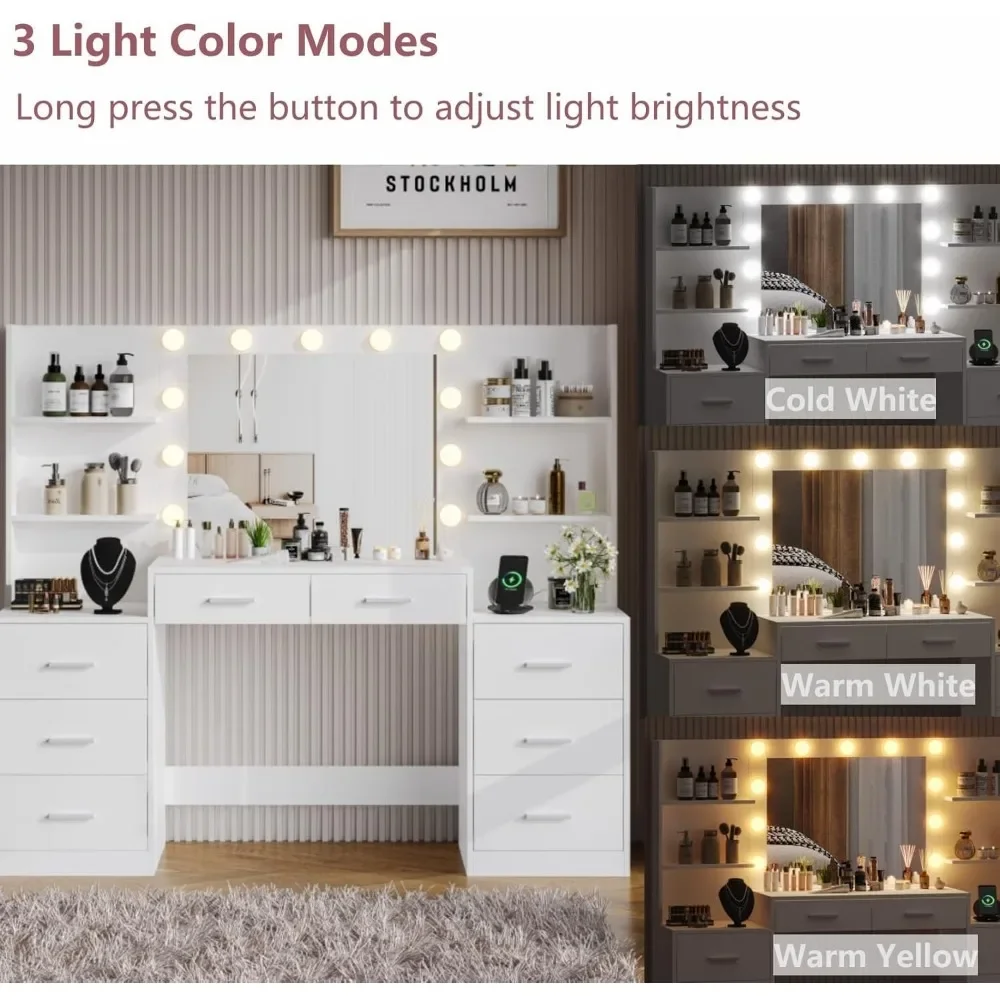 Туалетный столик для макияжа с зеркалом и подсветкой туалетный удлинителем