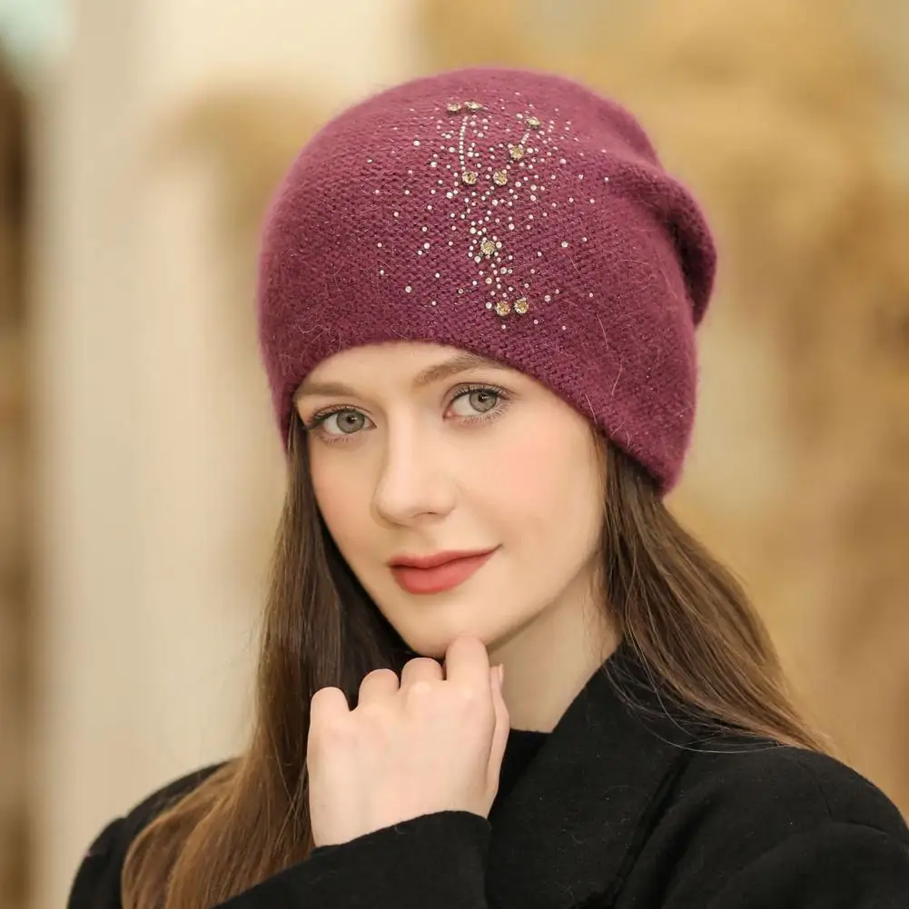 

Elegant Fabulous Soft Warm Slouch Beanie Cap Solid Knitted Hat Good Stretchy for Holiday