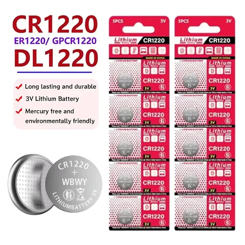 Батарея ButtonBattery 3 В CR1220 LM1220 KCR1220 BR1220 литиевая батарея подходит для калькулятора
