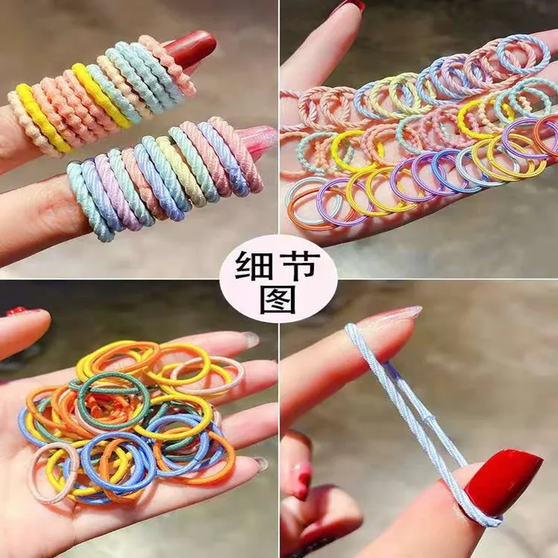 

100PCS/Set Girls Colorful Hair Ring Children Ponytail Elastic rubber band hair band Hair Accessories girl Headband Headdress Set