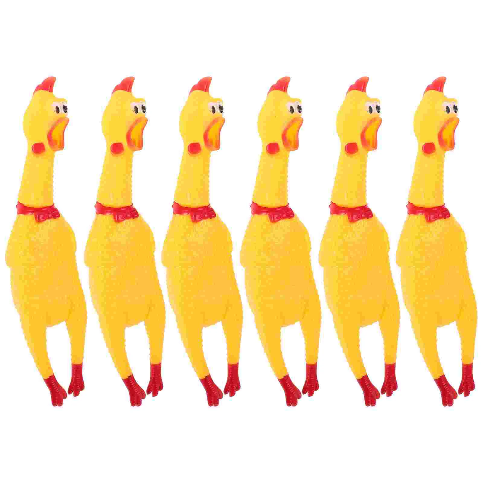 

6Pcs Squeeze Shrilling Glabrous Screaming Chicken Funny Toy Gift Chicken Toy Size M Yellow Rubber