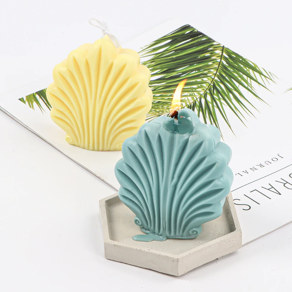 

3D Scallop Candle Mold DIY Handmade Soap Gypsum Clay Resin Crafts Making Silicone Mould Home Decoration Ornaments 2022 New