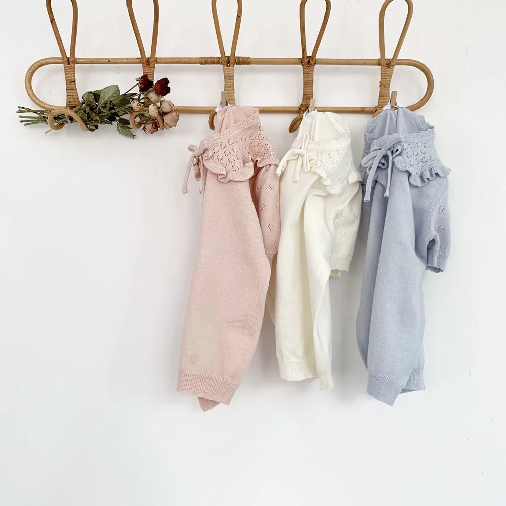 RiniLucia Fashion Baby Girl Knitted Tshirt Short Sleeve Cotton Summer Infant Toddler Child Hollow Sweater Top Baby Clothes