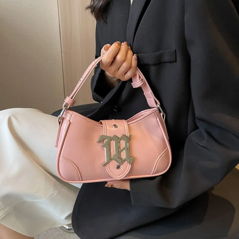 

Letter Half-moon Underarm Bags Vintage Half-Round Shape Ins Style Waterproof Large Capacity Lady/Girls