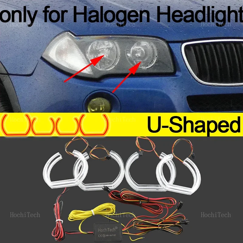 

4x S комплекты обновления фар для BMW E83 X3 2003-2010 APP Dynamic RGB Angel Eyes Rings Light DRL с указателем поворота