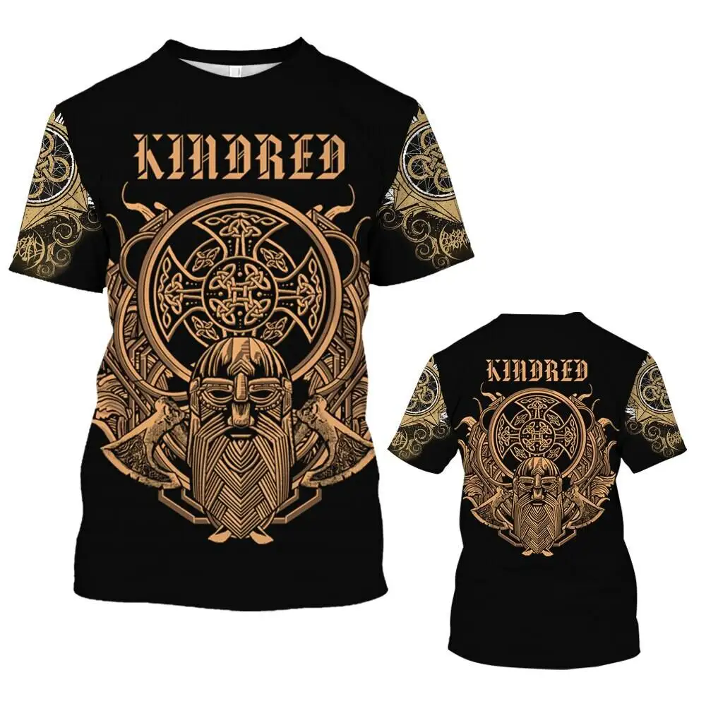 

intage Men's T-shirts 3d Warrior Print Short Sleeve Crew Neck Tops Summer Fashion Quick Dry Tees Mens Oversized Retro Pullover