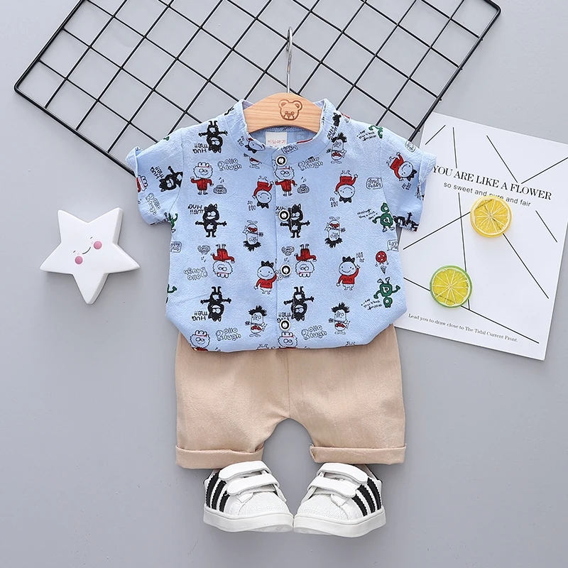 

JBB-детская рабочая одежда-костюм для детей 0-5 лет летние шорты с коротким рукавом Детская рубашка с принтом костюм из двух предметов