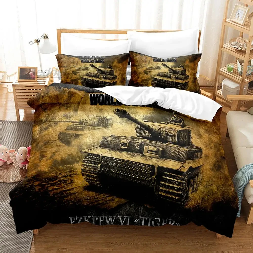 Фото Комплект постельного белья World Of Tanks Single Twin Full Queen King Size, комплект постельного белья для взрослых и мальчиков, комплекты пододеяльников для спальни, комплект простыней с 3D принтом №2