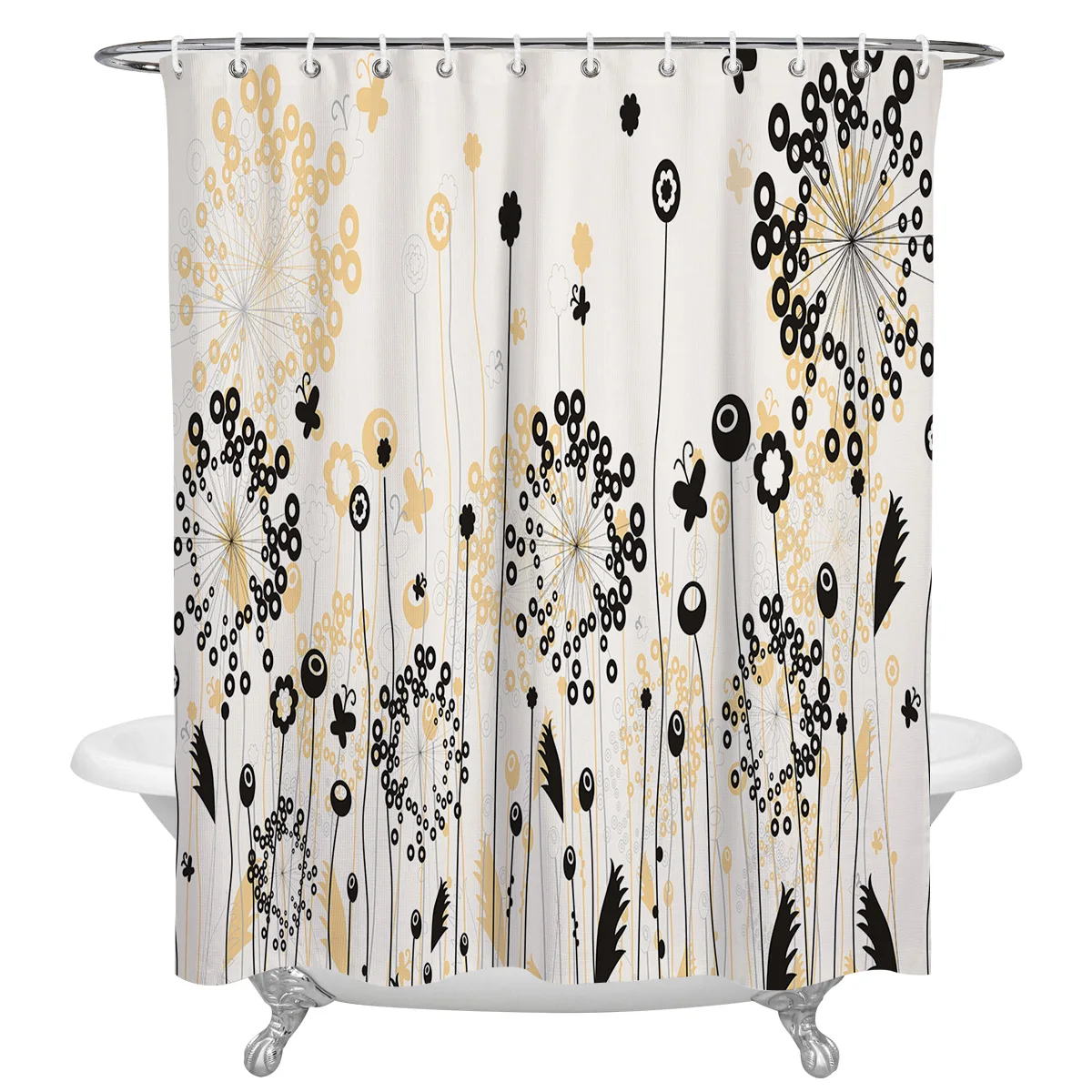 

Dandelion Flower Butterfly Shower Curtains for Bathroom Waterproof Fabric Bath Curtain with Hooks Waterproof Bath Screen