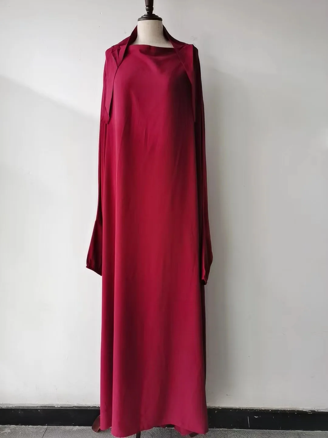 Fashion Stitching Dress Bat Sleeve Hooded Four Seasons Hijab Dress Casual Vistidos Modest Robe Pour Femme Musulmane