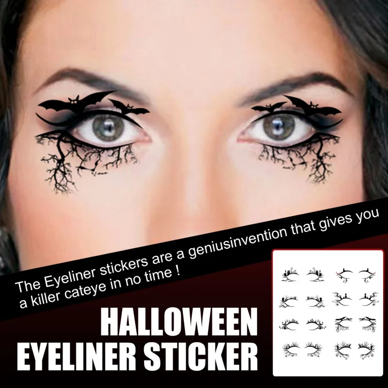 4pc/Set Eye Shadow Tattoo Temporary Tattoos Sticker Women Halloween Party Makeup Stickers Face Waterproof Fake Tatto Art - купить по