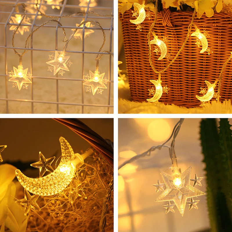 

1.5M/3M/6M Moon shape LED String lights Holiday lighting Fairy Garland For Christmas Tree Wedding Party Ramadan Decoration