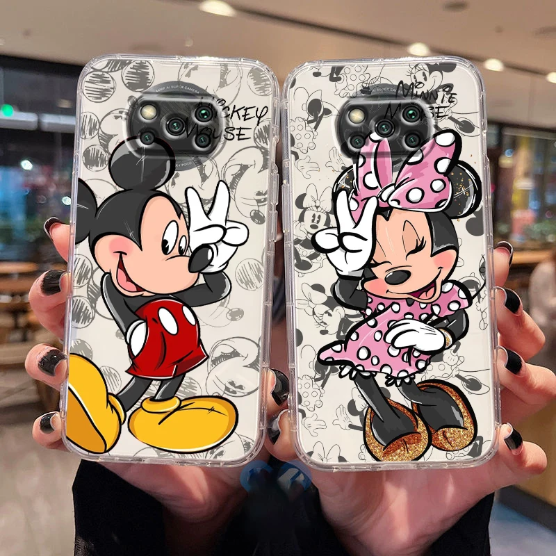 

Cute Disney Mickey Minnie For Poco X5 C55 C40 C50 F4 M4 X4 GT X3 F3 GT M3 C3 NFC Pro Mix3 Transparent Phone Case