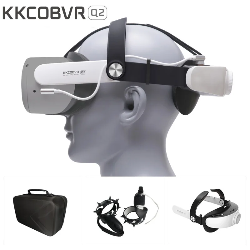 

KKCOBVR Q2 Adjustable Head Strap Battery Pack For Oculus Quest 2 Strap Elite Enhanced Support and Comfort Touch VR Accessories