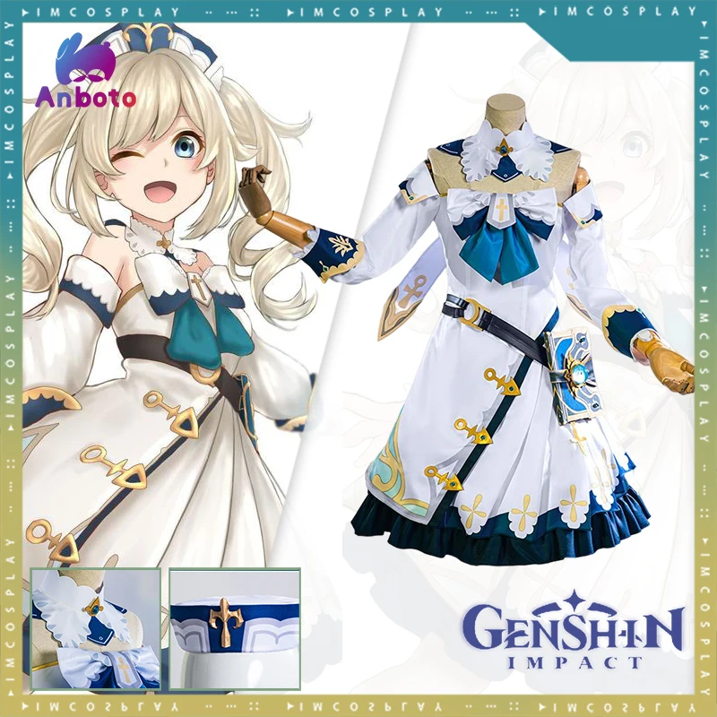 

Женский костюм для косплея Genshin столкновение Барбара сапоги обувь парик Барбара платья принцессы Лолита горничная Одежда для Хэллоуина