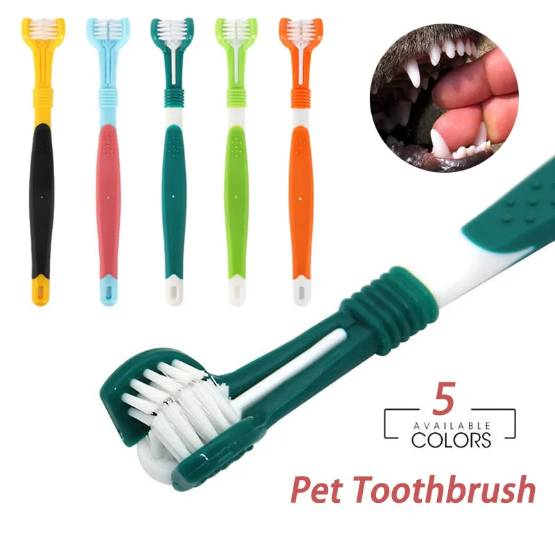 

Pet Toothbrush Three Sided Dogs Brush Addition Bad Breath Tartar Teeth Care Dog Cat Teeth Cleaning Remove Bad Breath Toothbrush