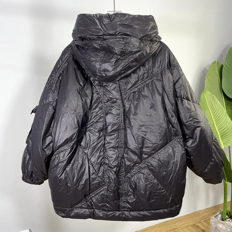 Down Jacket Women's Real Shot 2022 Winter Short Fashion Wild Korean Version Loose Thick White Duck Down Warm Bread Coats Female