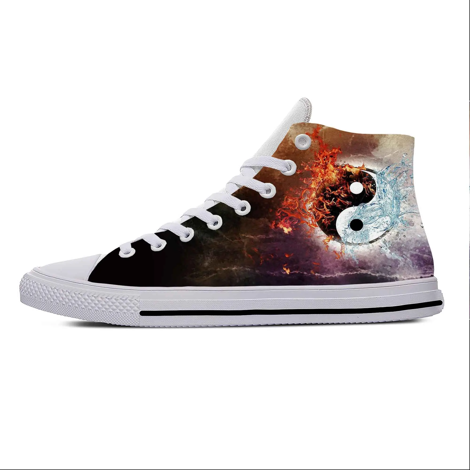 

Кроссовки мужские/женские с высоким верхом, повседневные тканевые сникерсы с мультяшным Аниме Манга, Инь-Ян, кои, дракон, тигр, легкие дышащи...