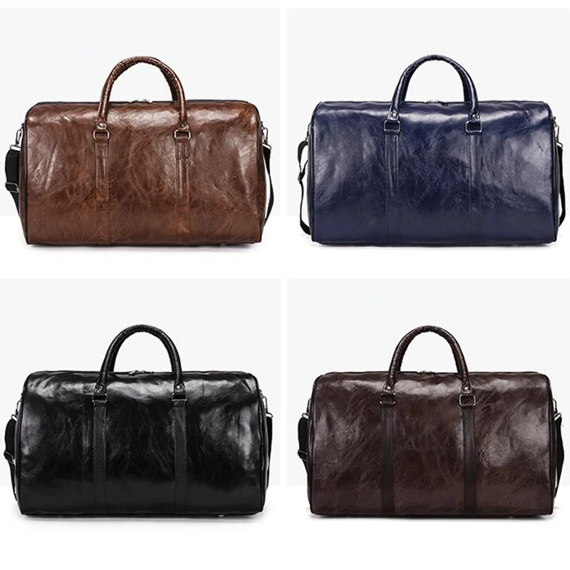 Unisex Pu Leather Business Leisure Travel Large Capacity Storage Luggage Shoulder Bag Short Trip Handbag Fitness Bag