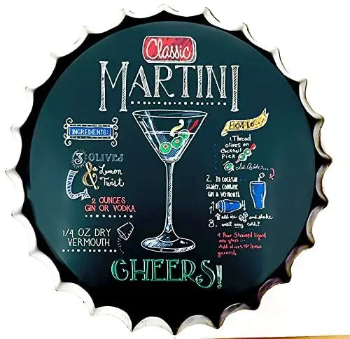 

Жестяная крышка для бутылки, металлическая жестяная вывеска для мартини, коктейля, бара, круглые металлические вывески для дома и кухни, бар...