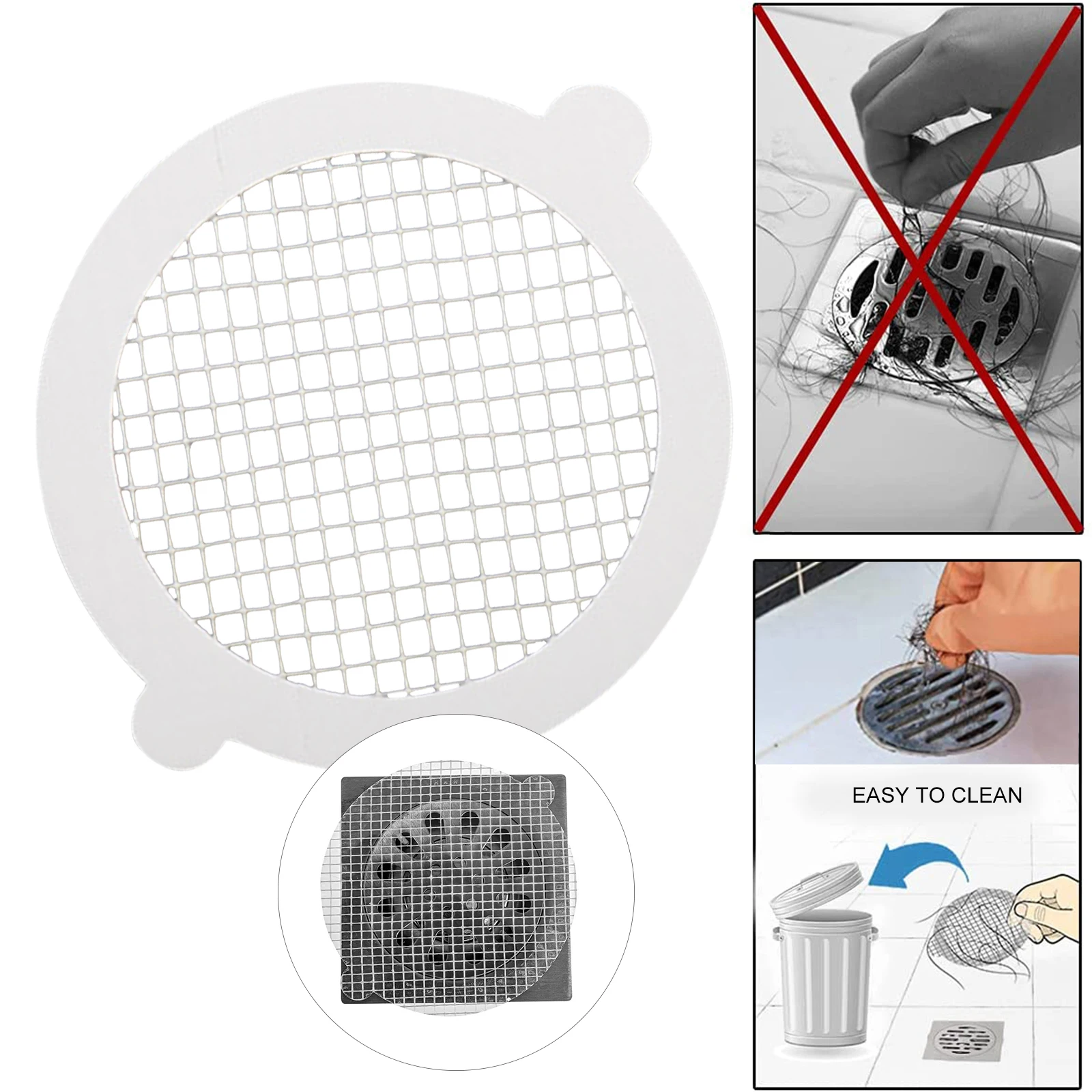 

50Pcs Round Disposable Floor Drain Sticker Shower Bathroom Bathing Shower Hair Stoppers Catchers Net Home Supply Accessories