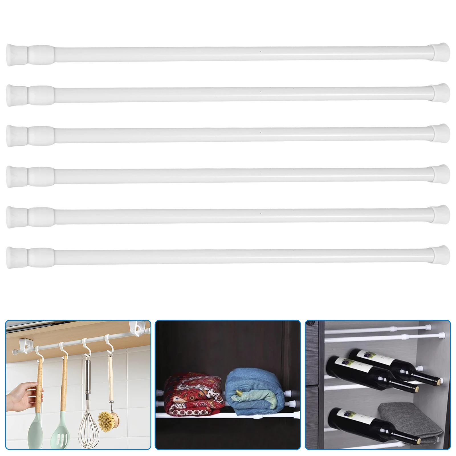 

6Pcs Window Security Bars Adjustable Window Security Stick with Anti-Slip Rubber Tips Retractable Sliding Door Security Bar