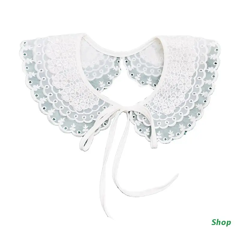 

L5YC False Collar Detachable Collar Embroidery Lace Hollow Out Trim Neckline