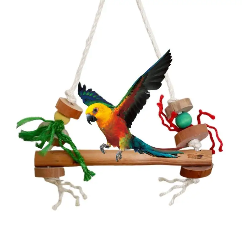 

Bird Swing Toy Parrot Cage Molar Perch Stick Natural Wood Standing Supplies For Budgies Medium Parrots Parakeets Cockatiels