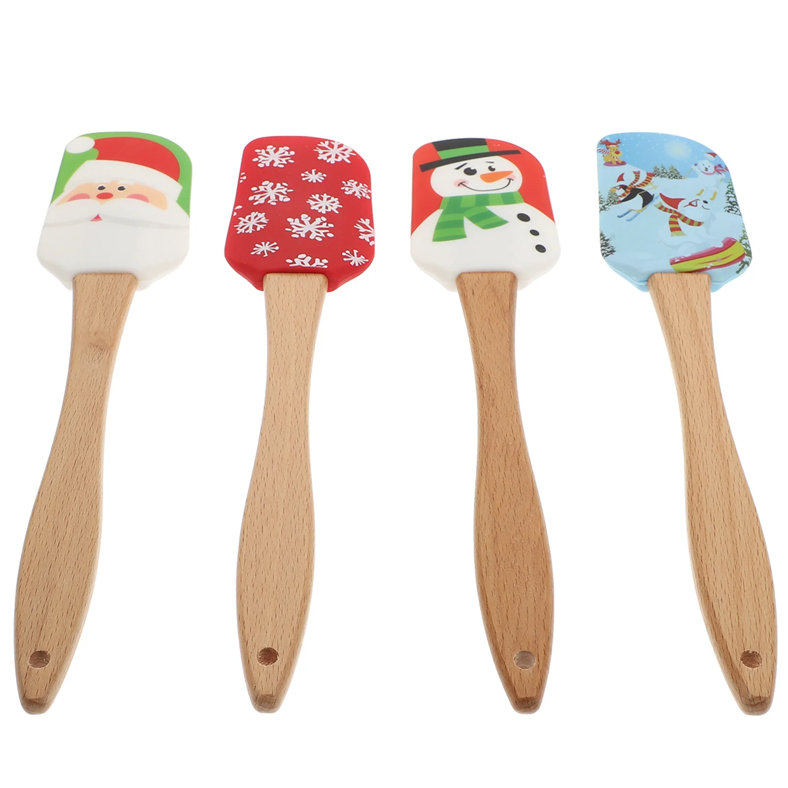 

Spatula Christmas Scraper Silicone Baking Spatulas Butter Cake Set Cream Kitchen Wooden Handle Mixing Cooking Pastry Batter