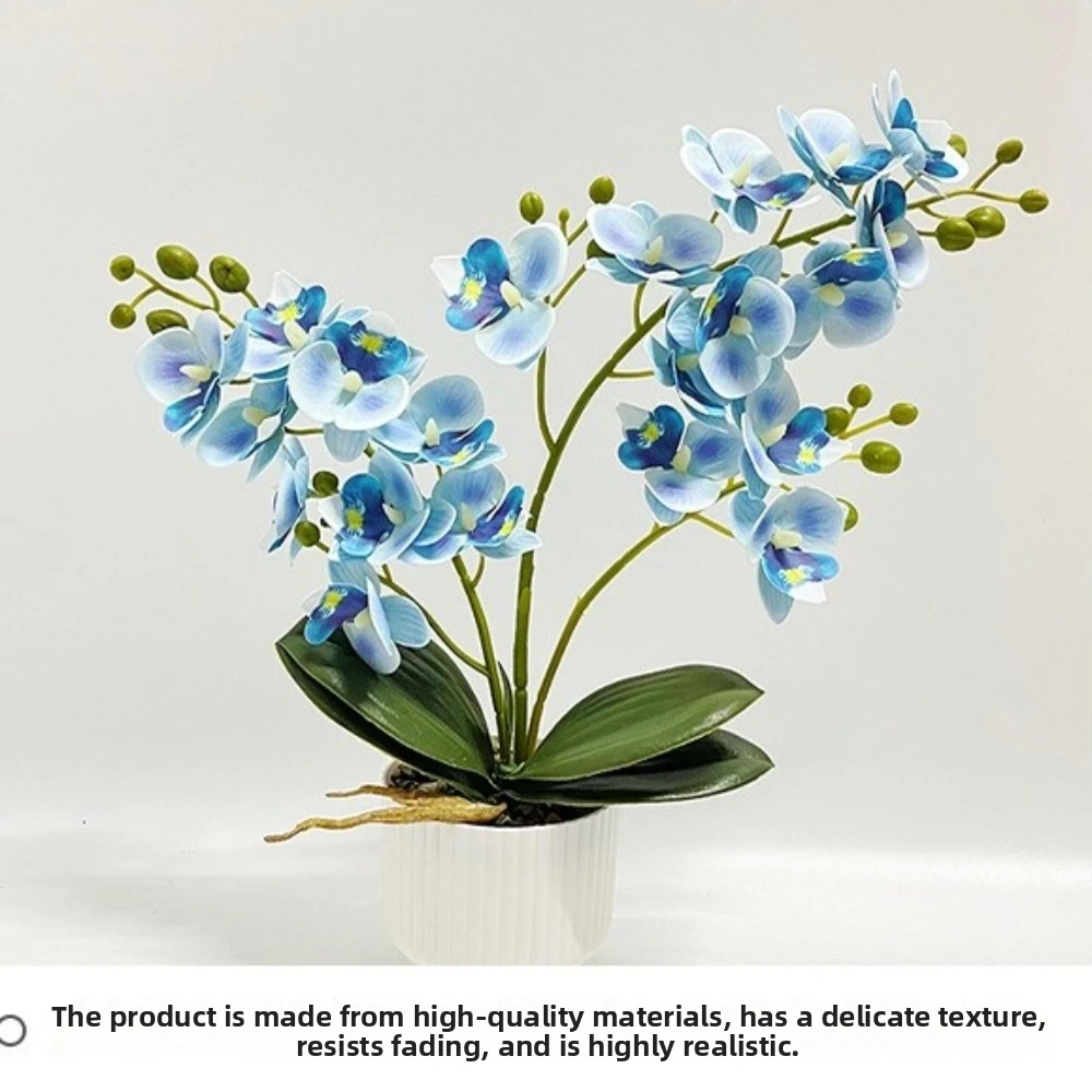 Фото Искусственная орхидея-бабочка Multi-Bloom в белом цветочном горшке, имитация цветов, искусственная орхидея-бонсай, искусственные растения для самостоятельного оформления №5