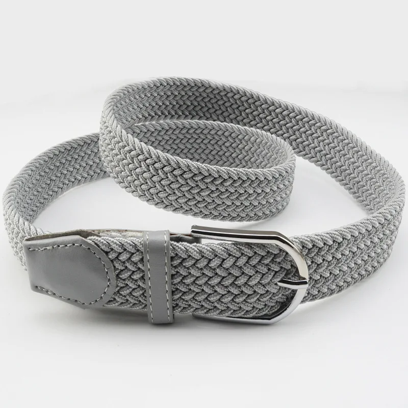 105cm Men And Women Canvas Woven Waistband Non Perforated Elastic Hand Belt Needle Buckle Casual Korean Trouser Width 3.5CM images - 6