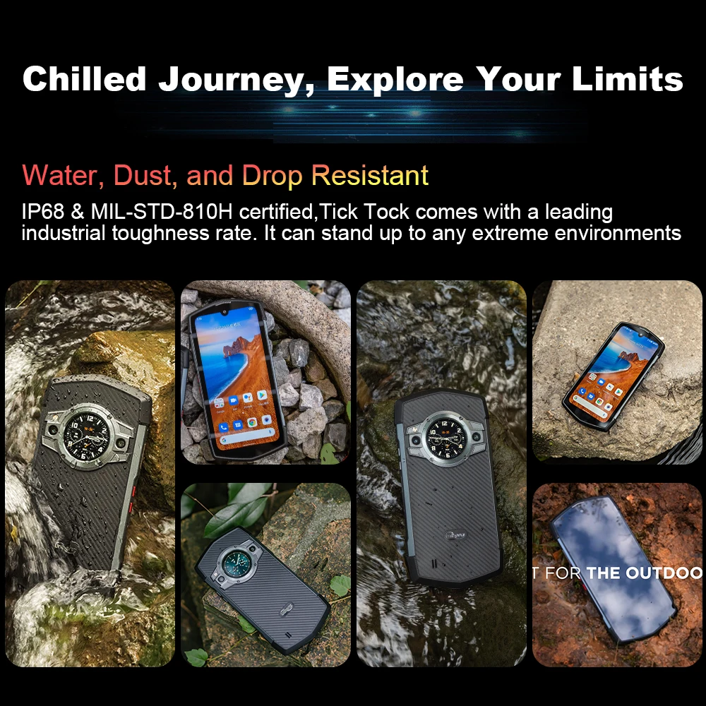 Unihertz TickTock Waterproof Rugged Smartphone 5G Mobile Phone Android 11 48MP Dimensity 700 8GB 128GB NFC 6000mAh Cellphone