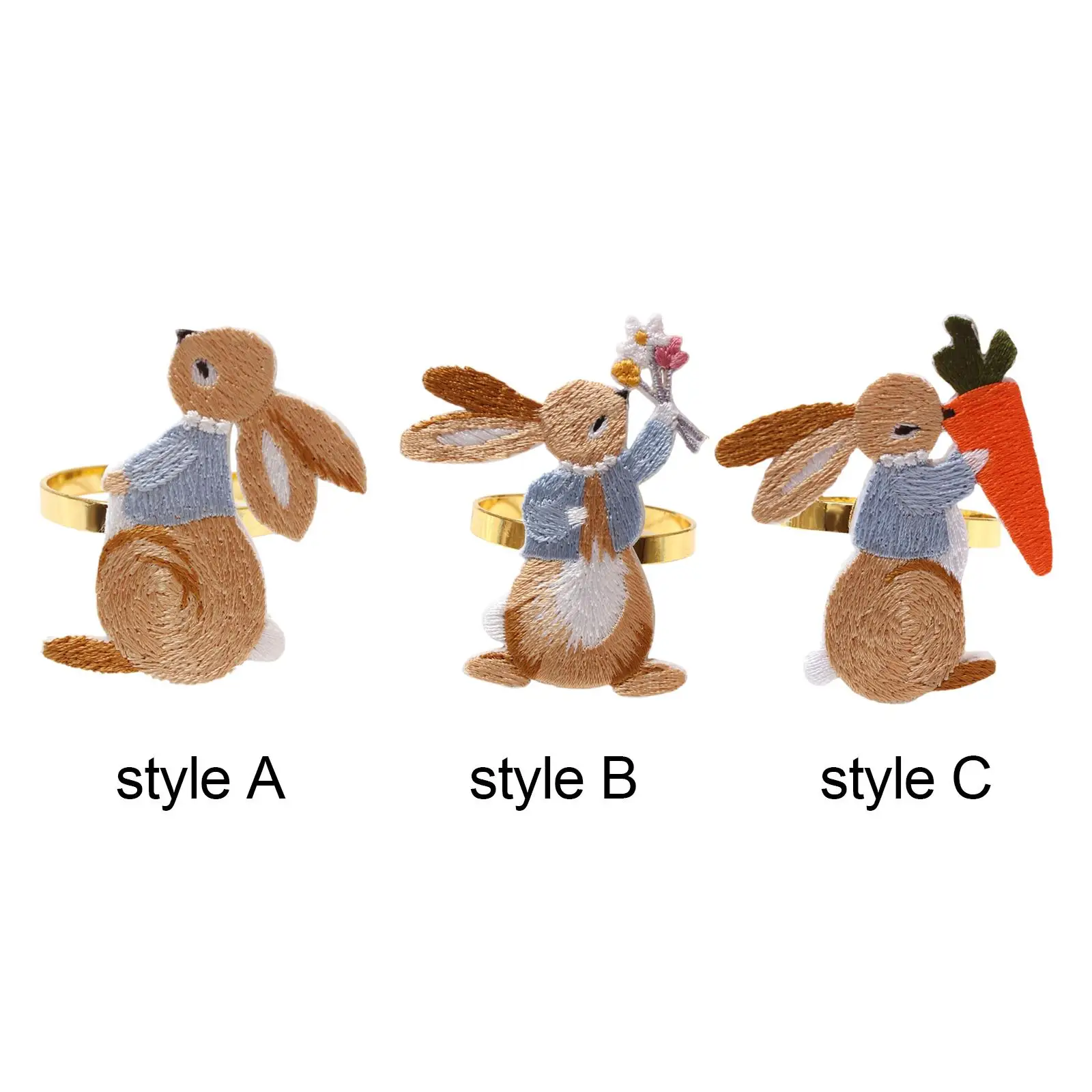 

Элегантный держатель для салфеток, вышитый кролик, перерабатываемый, легко моющийся цвет, вышитая форма кролика для праздничного декора