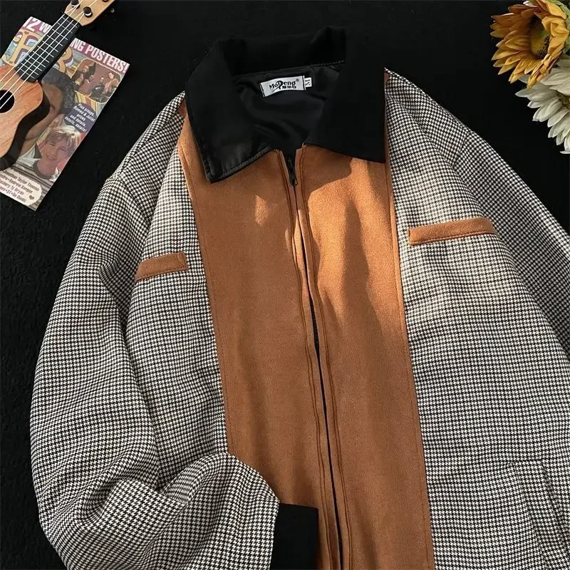 Куртка мужская из замши в американском стиле модная повседневная одежда