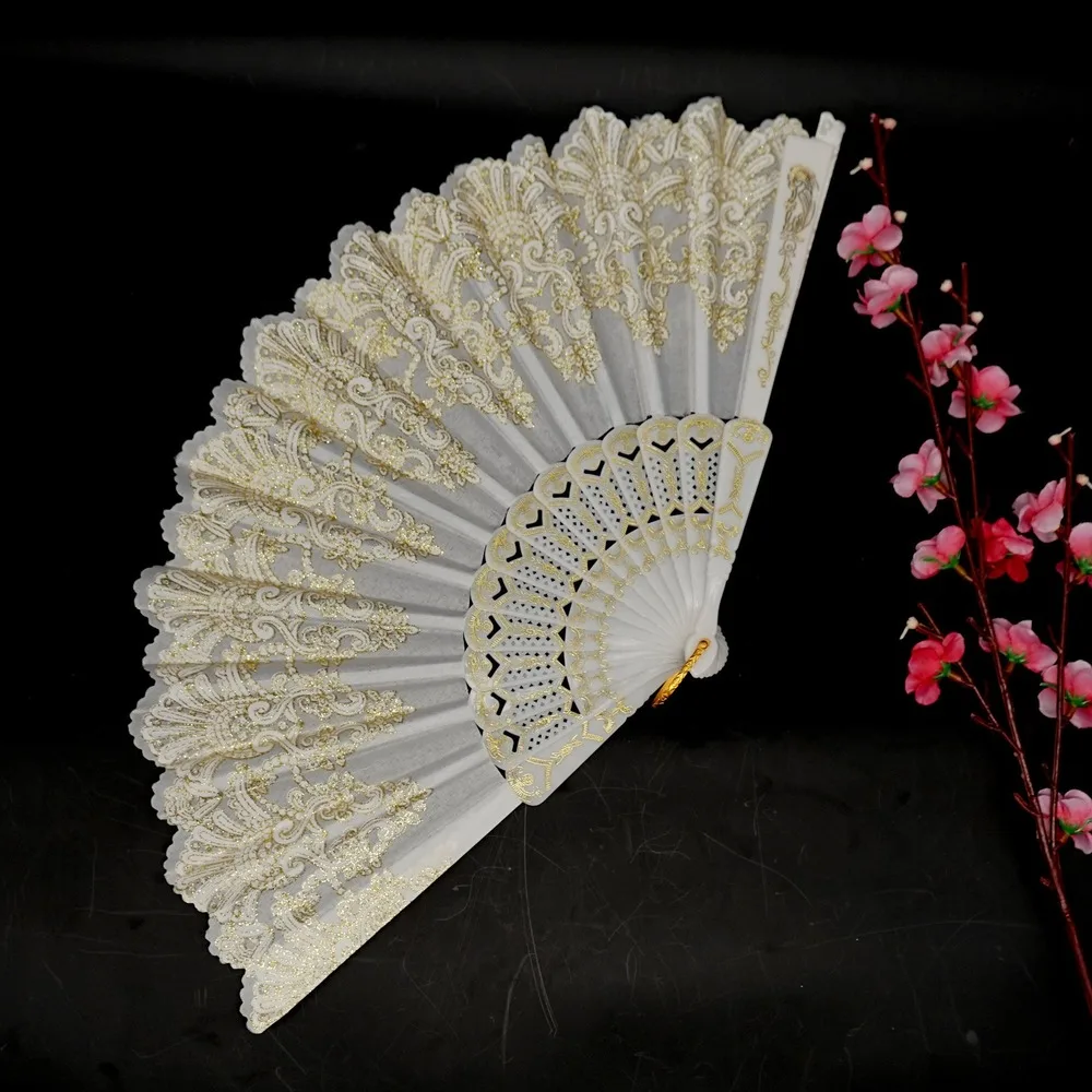 Ретро японский кружевной ручной складной сценический веер испанский дворец