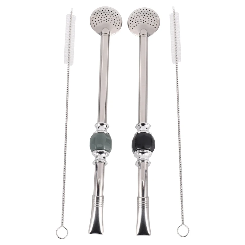 

Stainless Steel Spoon Straw 8.6 Inch Yerba Mate Bombillas Removable Head Filter,Set Of 2 Removable Straw Brush