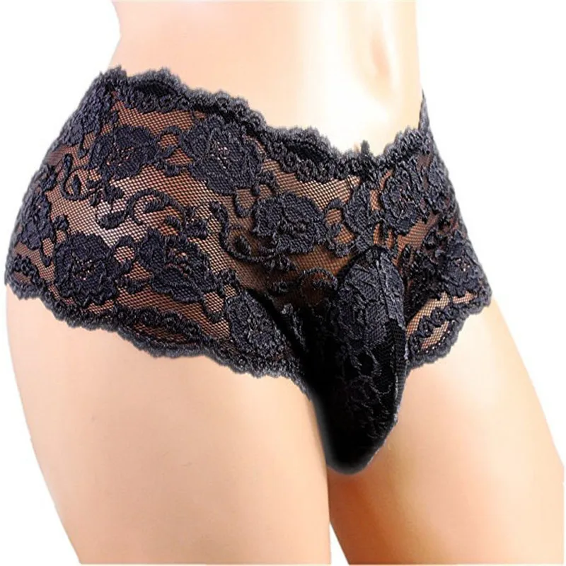 Sexy Lace Men's Panties Pseudo-Girl Nightclub Stage Performance Boxer Underwear Men Sissy Lingerie Enhancement Bag Bikini Briefs