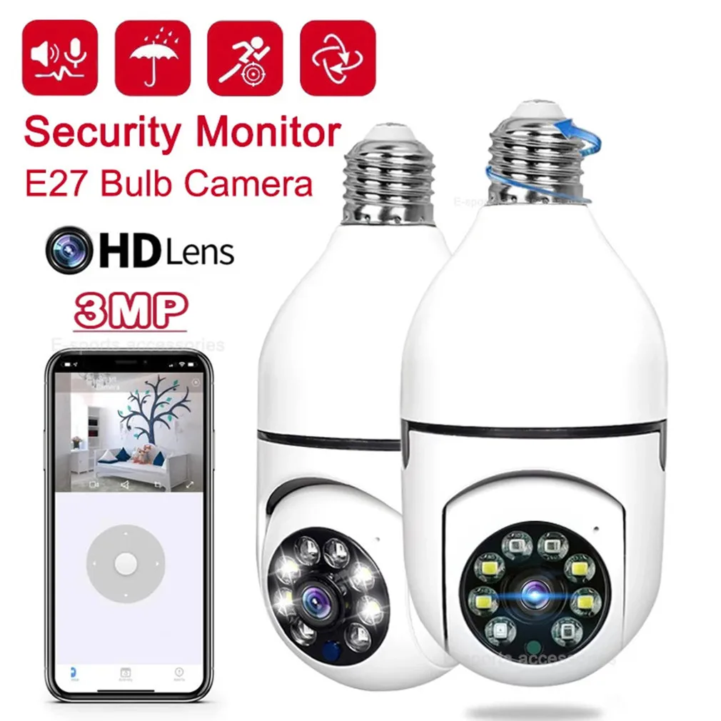 

IP HD Wifi Bulb Cameras Wireless Activity Security 200M Camera Panoramic Camera Adjustable Webcam Monitor+2 Way Tracking Slots