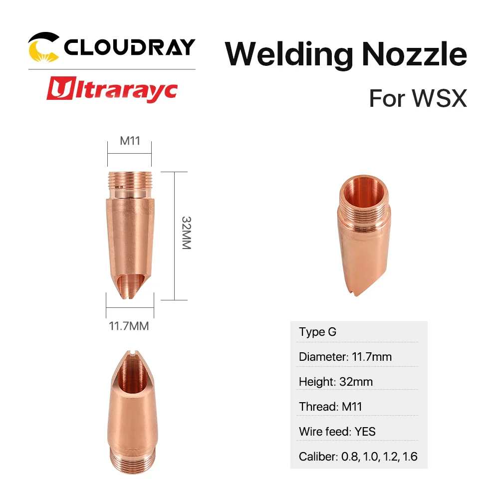 

Лазерные сварочные сопла ultrtonc WSX для ручной сварочной головки диаметром M11 Сопло длиной 11,7 мм и 32 мм