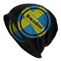 Flag of Sweden Caps Vintage Street Skullies Beanies Hat Adult Men's Knit Hat Men Women Female Winter Warm Elastic Bonnet