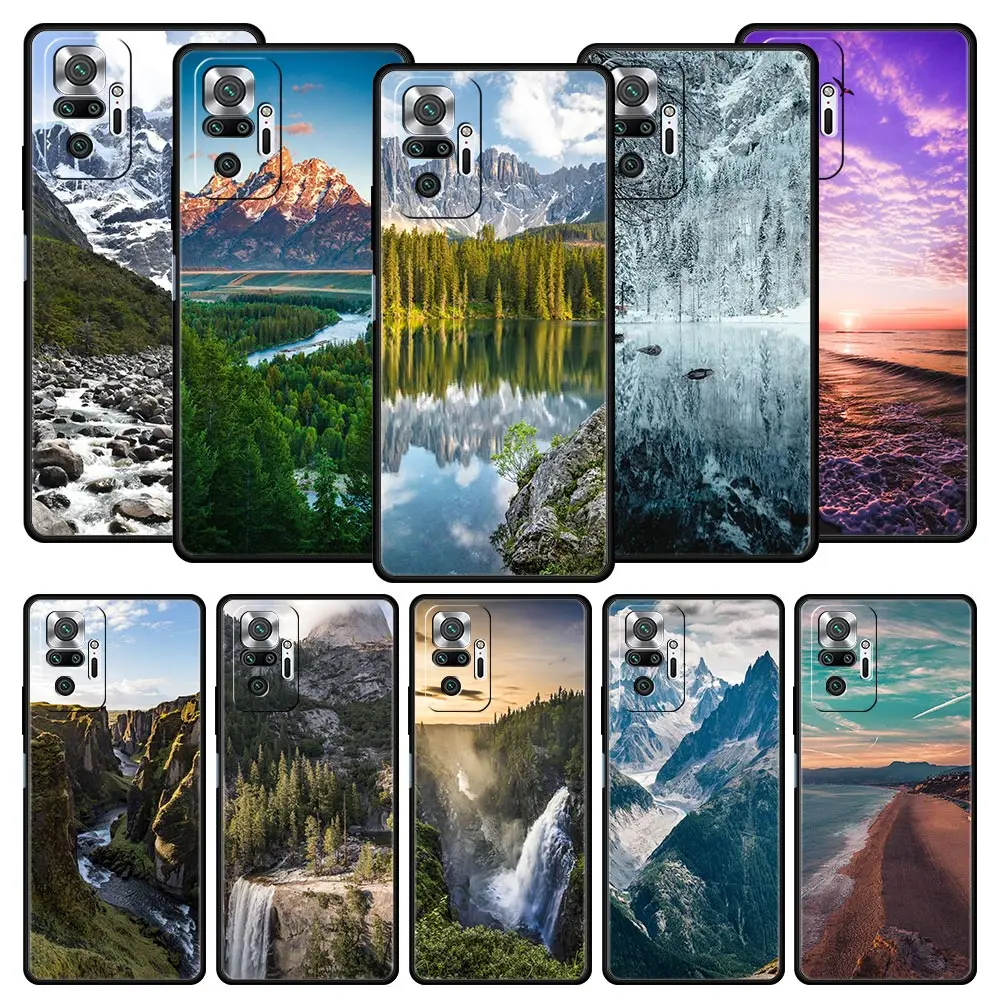 

Phone Case For Xiaomi Redmi Note 10 11 9 8 Pro 9S 7 8T 9T 9A 8A 9C K50 K40 Gaming Cover Forest Beach Sunrise Mountains Nature