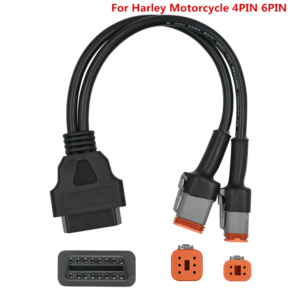 

4 6-контактный диагностический разъем OBD2 для мотоцикла Harley 4PIN 6PIN 2 в 1 мотоцикл OBD переходник удлинитель
