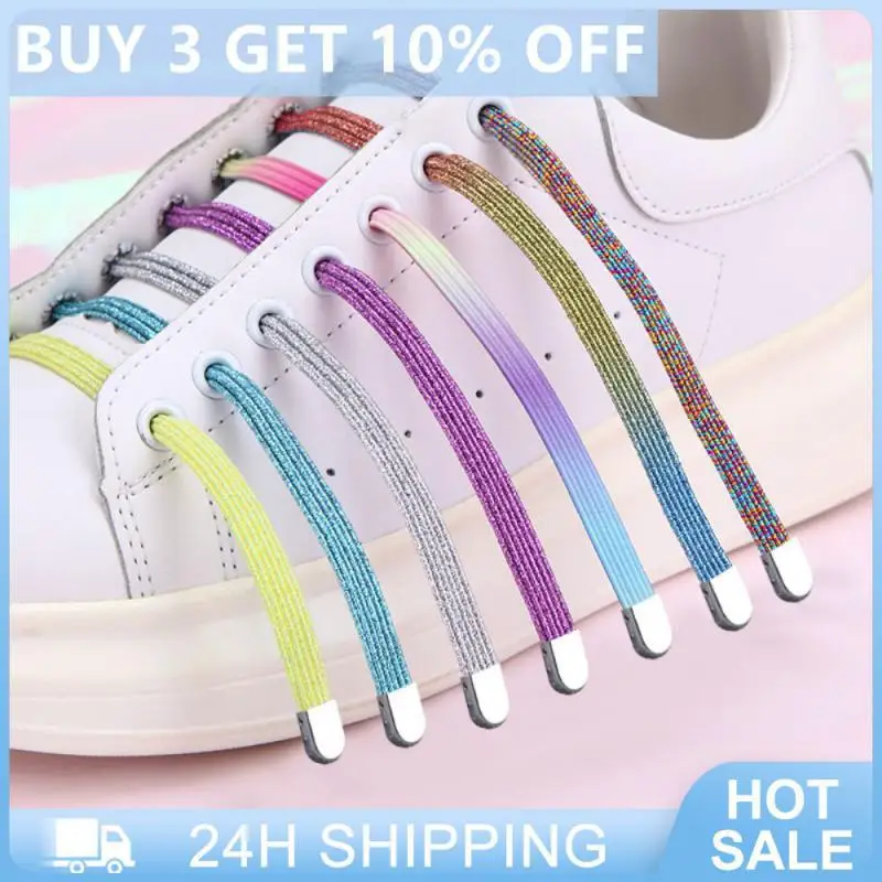 

1 Pair Shoelace No Tie Lazy Strap Buckle Press Clip Elastic Colorful 100cm Shoelace Women Men Suitable For Various Shoes