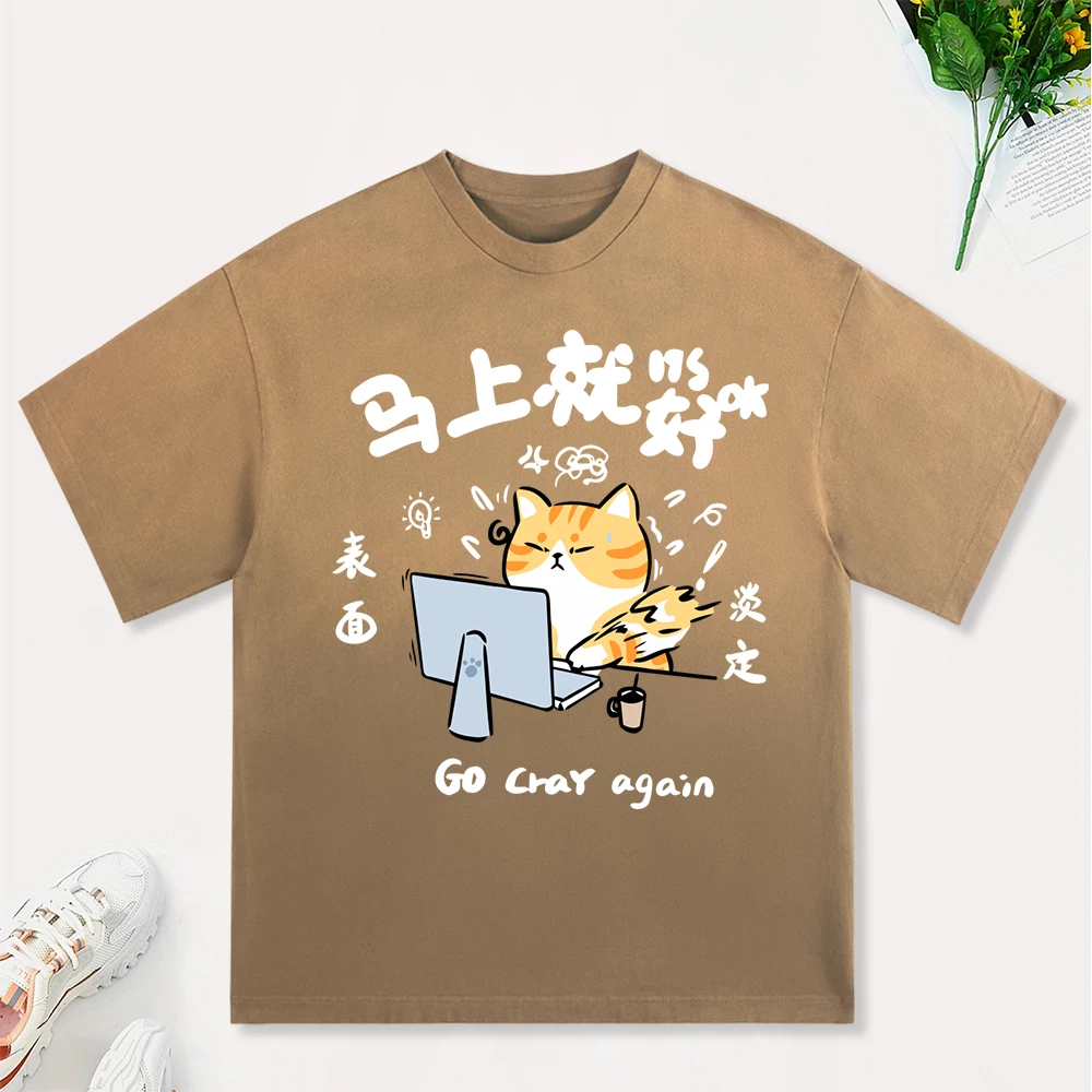 Go Cray Again женская футболка с рисунком рабочего кота летние удобные футболки